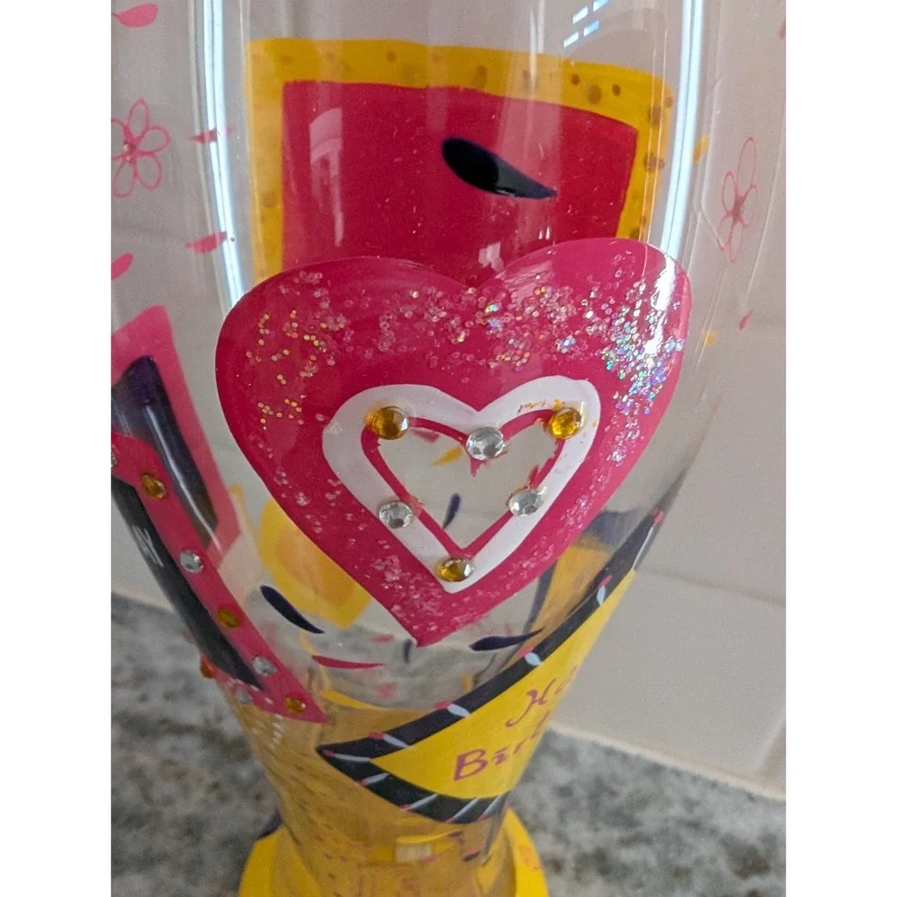 Lolita Birthday Girl 22 Oz Hand Painted Pilsner Beer Glass Rhinestones w Box